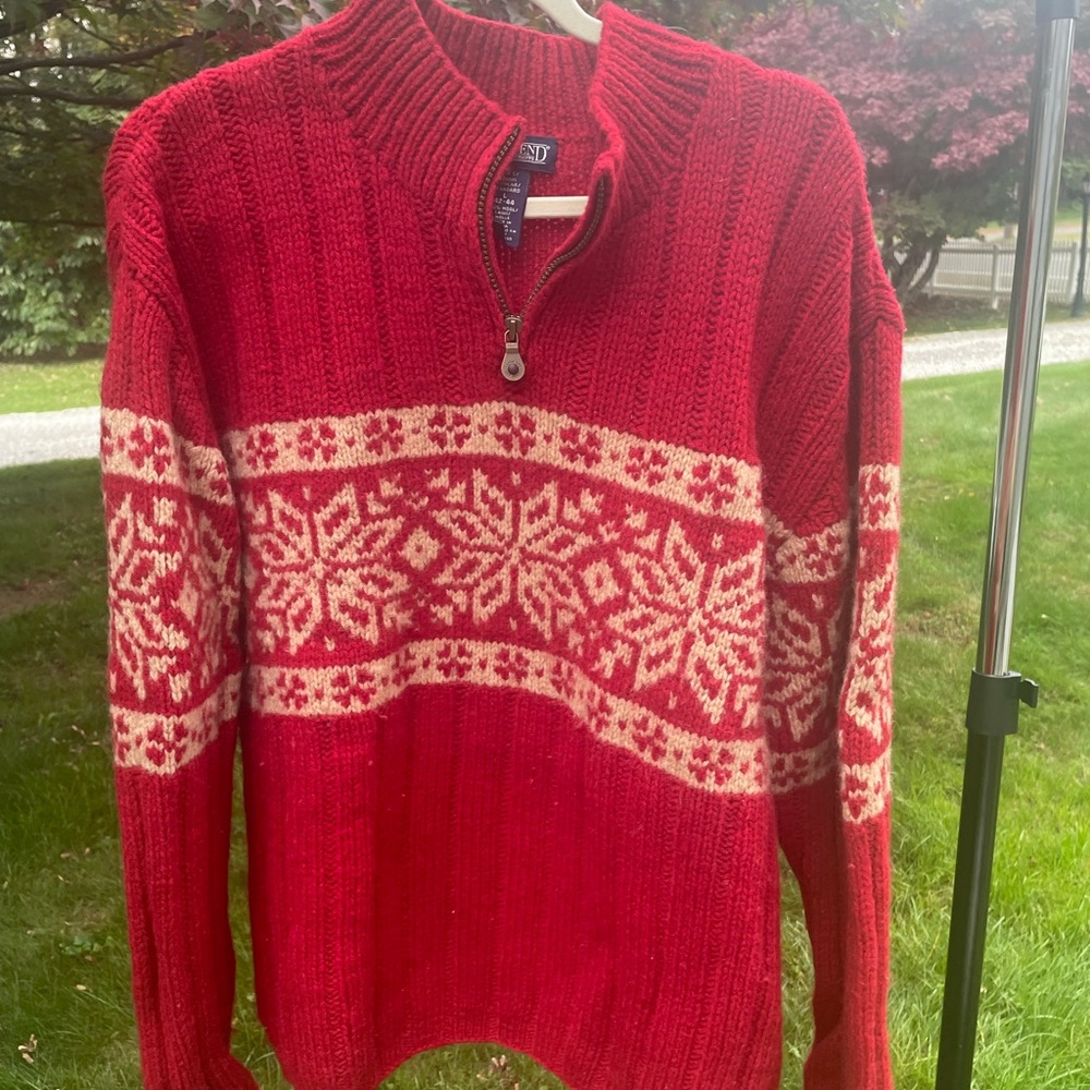 Land’s End Vintage Crewneck Zip Wool Sweater, size L